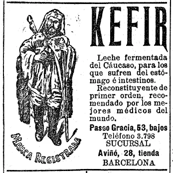 Primer anunci del quefir a catalunya